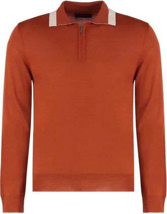 Moorer Gebreide Polo - Heren - Polos - Oranje - M - Katoen - Tops
