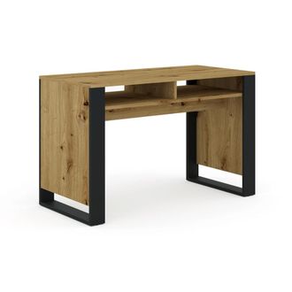 Petits Meubles Escritorio 2 compartimientos paneles laminados madera y negro mate