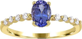 Diamond2Deal 10K Yellow Gold Tanzanite and Diamond Engagement Ring ( 0.65Ct)