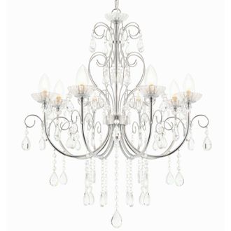 Loops Bathroom Ceiling Pendant Light Chrome & Crystal IP44 8 Bulb Hanging Lamp Rose