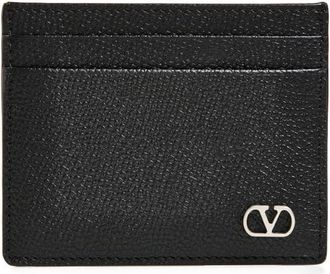 Valentino Garavani VLOGO Leather Card Holder in Black at Nordstrom
