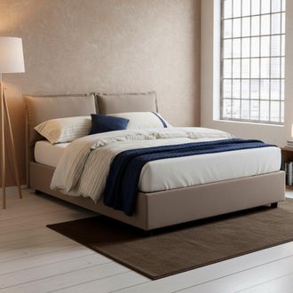 Dmora Dmora - Cama Matrimonial Dabdelli, Cama Contenedor Con Revestimiento De Tela, 100% Made In Italy, Apertura Frontal, Adecuado Para Colch&oacute;n Cm 160x200, 