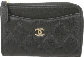 Chanel Black Grained Calfskin Coin Purse/Coin Case (Pre-Owned)