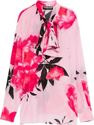 La Petite Robe Di Chiara Boni Sofi Floral-print Tie-neck Top