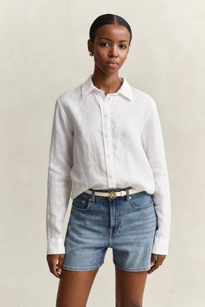 GANT Women Regular Fit Linen Shirt (44) WHITE