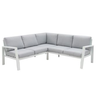 LOLAhome Sof&aacute; de jard&iacute;n thais rinconera blanco de aluminio de 195x195x73 cm