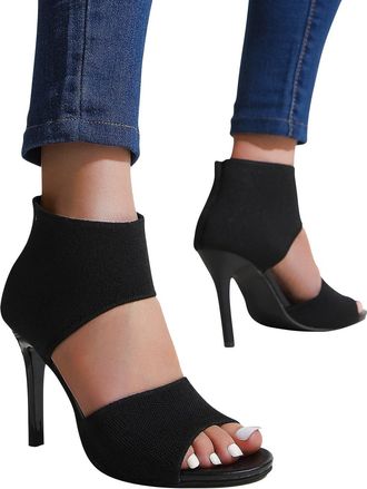 Generic Womens Leather Shoes Size 5.5 Boots Foreign Trade Large Slim High Heel Short Boot Ladies Court Shoes 4. 5 (Black, 5.5)