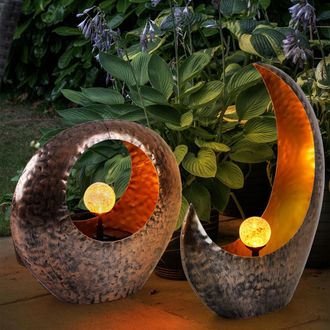 Globo Lighting Lampade Solari A Luce Solare Per La Decorazione Del Giardino Esterno Luna Crescente Lampade Solari Per Esterni Da Esterno, Effetto Fuoco, Ottone, 1x L