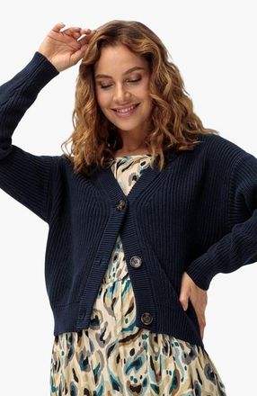 Lascana Button Down Cardigan in Navy at Nordstrom, Size 14