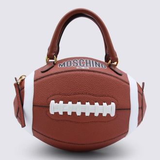 Moschino Brown Leather Top Handle Bag
