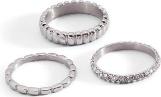 Alex and Ani Multi Textured Stacking Ring Set of 3 in Silver at Nordstrom, Size 7