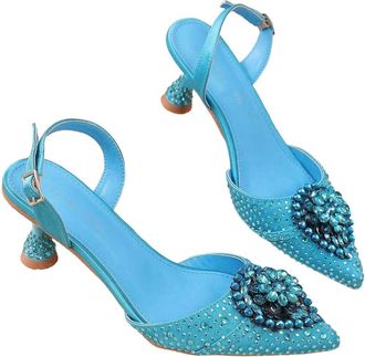 Generic Women Wedding High Heel Pumps Pointed Toe Rhinestone Detail Party Dress Shoes
