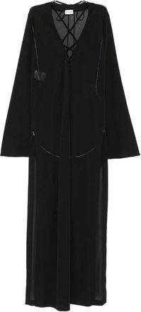 Andamane Beachwear, female, Black, Size: S Lace-up Flared-sleeve Maxi Dress