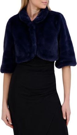 Shelli Segal Mock Neck Faux Fur Shrug in Midnight at Nordstrom Rack, Size X-Large