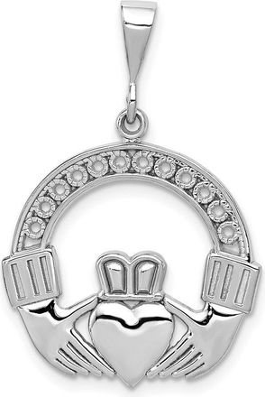Diamond2Deal 14k White Gold Claddagh Pendant