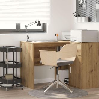 Berkfield Home Writing Desk Artisan oak Chipboard Medium Sleek Writing Desk in Brown