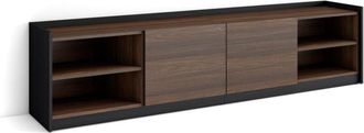 Skraut Home Skraut Home - Mobile TV Soggiorno, Ampio spazio a disposizione, 207x37x50cm, Per TV fino a 80, Mobile Soggiorno, Stile moderno, Rovere scuro e Nero