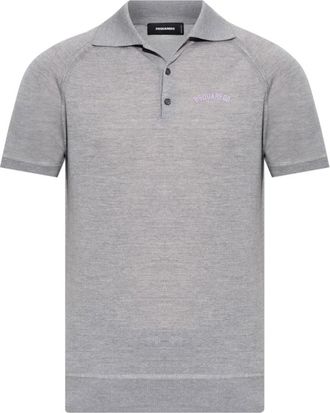 Dsquared2 Polo met logo - Heren - Polos - Grijs - 2XL - Wol - Tops