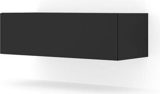 Petits Meubles Mueble TV de pared 1 puerta estratificado Negro mate