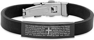 Steeltime HMY JEWELRY Black Rubber Lords Prayer Bracelet at Nordstrom Rack
