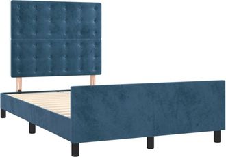 vidaXL Vidaxl - Estructura De Cama Sin Colch&oacute;n Terciopelo Azul Oscuro 120x190cm