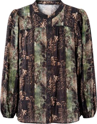 2-Biz Lina Blouse - Dames - Blouses - Bruin - M - Overhemden