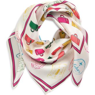 Echo Luggage Silk Square Scarf in White Multi at Nordstrom