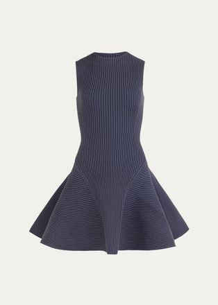 Alaia Sleeveless English Rib Mini Skater Dress