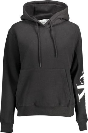 Calvin Klein Hooded katoenen sweatshirt met centrale print - Dames - Hoodies - Zwart - L - Katoen - Hoodies & sweatvesten