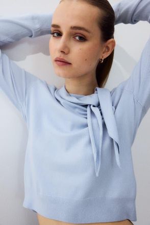 H&M Sweater With Scarf Collar in Light Blue at Nordstrom, Size X-Small