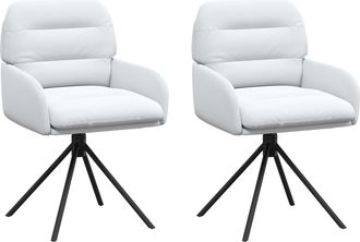 vidaXL Sillas De Comedor Giratorias 2 Uds. Cuero Sint&eacute;tico Blanco Vidaxl