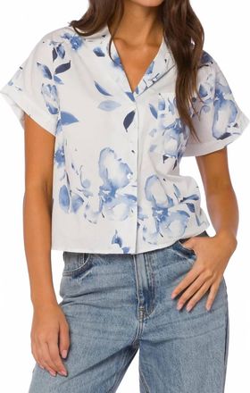 Velvet Heart Bane Cotton Floral Camp Shirt In Washed Waterflower