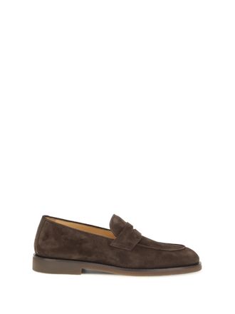 Brunello Cucinelli Mens Loafers Suede Leather Mocha