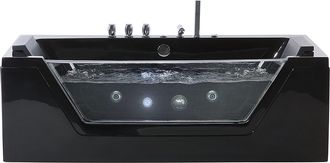 Beliani Beliani - Ba&ntilde;era De Hidromasaje Negro Plata Con Led De Acr&iacute;lico Sanitario Y Vidrio Individual 150 X 71 Cm Samana