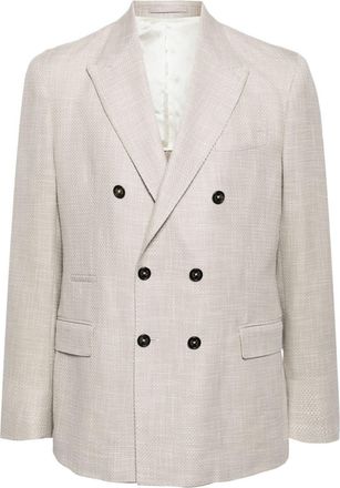Eleventy double-breasted blazer - men - Cotton/Wool/Linen/Flax/Viscose/Silk - 56 - Grey