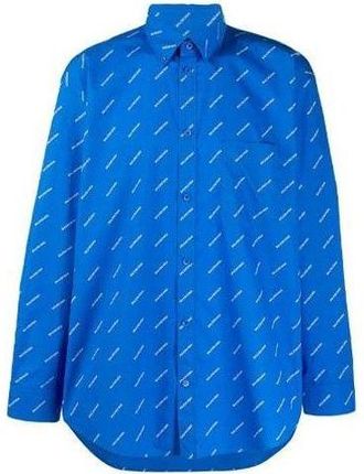 Balenciaga All Over Logo Shirt Blue White 534333TBL967560