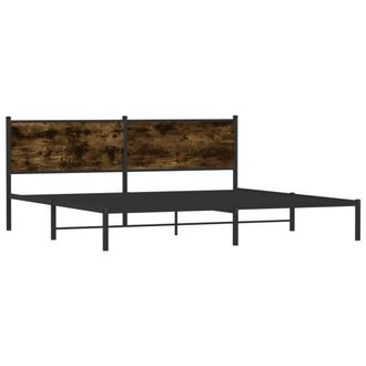 Berkfield Home Metal Bed Frame without Mattress Smoked Oak 193x203 cm in Brown