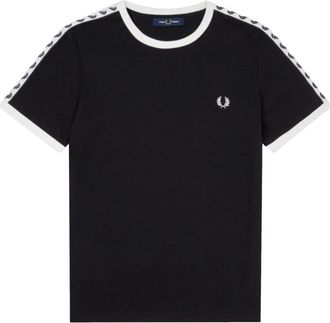 Fred Perry Zwarte Gestreepte Schouder T-shirt - Heren - T-shirts - Zwart - XS - Tops