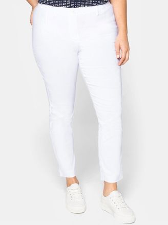 Sheego Webhose SHEEGO, Damen, Gr. 40, Normalgr&ouml;ssen, weiss (wei&szlig;), 70% Viskose, 25% Polyamid, 5% Elasthan, unifarben, Hosen Webhose