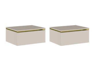 Vente-Unique Lotto Di 2 Comodini Sospesi Con 1 Cassetto Beige E Dorato - Vukia