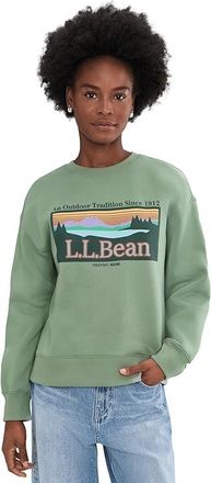 L.L.Bean Essential Logo Crew Sweatshirt Womens Sweatshirt Faded Sage Outdoor Tradition : 2XL, Cotton/Fleece/Polyester