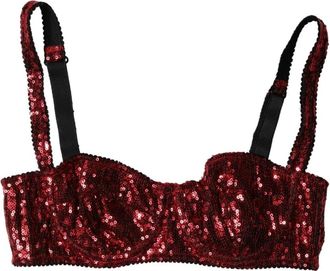 Dolce & Gabbana Dolce Gabbana Bikini Top met bloemenprint - Dames - BHs - Rood - S - Nylon - Ondergoed