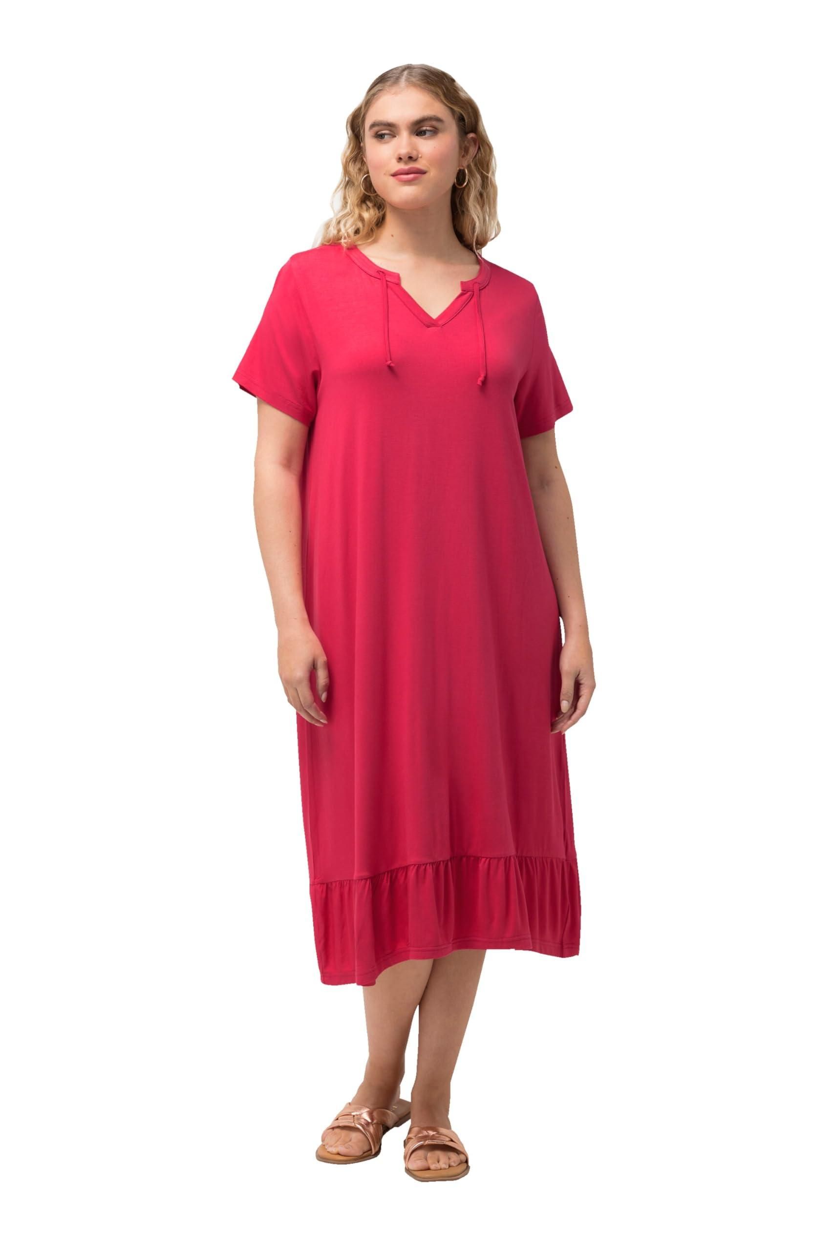Ulla Popken Women's Plus Size Jersey Dress With Palm Border - Casual Summer  Dress Ulla Popken Palm Print Dress