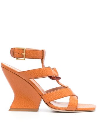 Alberta Ferretti 105mm strap-detail leather sandals - women - Calf Leather/Calf Leather/Calf Leather - 38 - Orange
