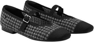 Vivaia Margot Mary-Jane Square-Toe Ballet Flats in Black Tweed at Nordstrom, Size 8.5