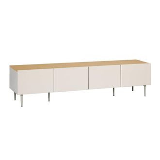 Sweeek Mueble de tv de metal y decoraci&oacute;n de madera con 4 puertas, 180 cm