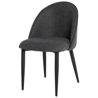 Koketto Home Elegante silla tapizada en gris oscuro con patas de metal negro