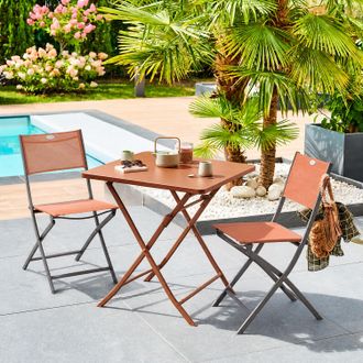 Hesperide Tavolo da giardino pieghevole 70x70x71 cm Greensboro rosso ambra