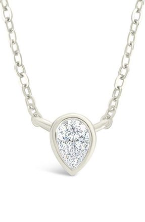 Sterling Forever Pear Cut Cubic Zirconia Pendant Necklace in Silver at Nordstrom