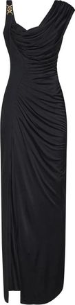 Versace Medusa 95 Draped Gown - Dames - Avondkleed - Zwart - M - Satijn - Kleedjes